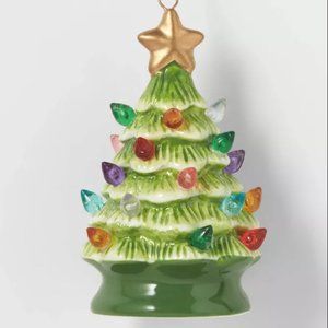 Light up Ceramic Retro Christmas Tree Green Ornament NWT… Wondershop